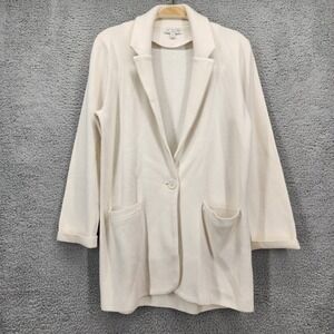 J.Crew Women Ivory Merino Wool Blend Single Button Sweater Blazer Cardigan Small